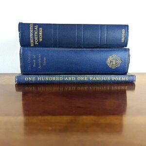 Vintage Decorative Poetry Books - Set of 3 Blue & Gold - Poetry Bookshelf Decor